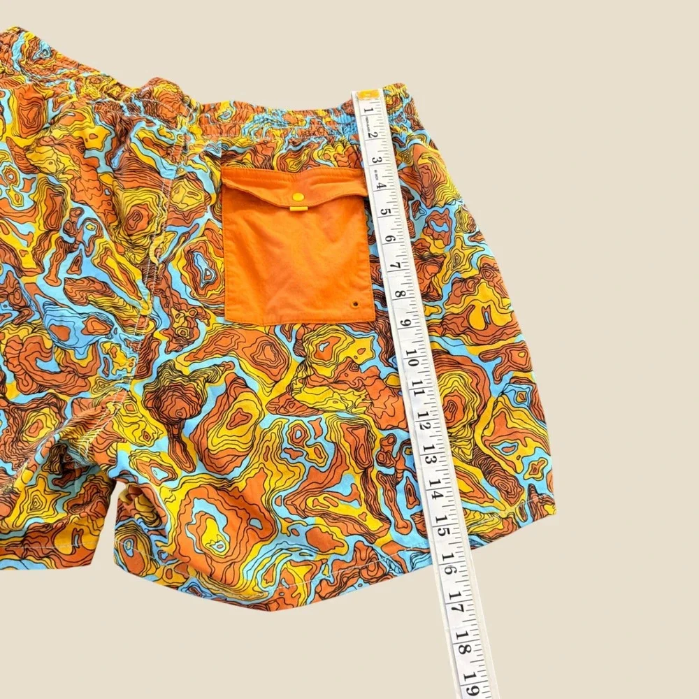 Cotopaxi Swim Trunks Mens L Orange Topo Map Print Summer Mesh Liner Shorts Beach